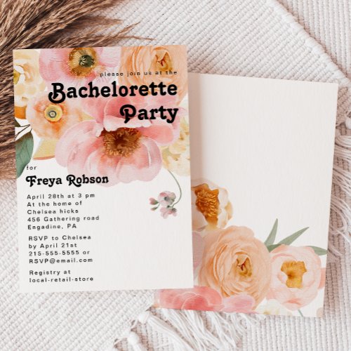 Bold Colorful Floral  Bachelorette Party Invitation