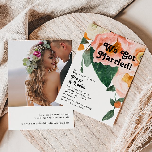 Bold Colorful Floral Black Elopement Announcement (Creator Uploaded)