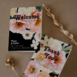 Bold Colorful Floral | Black Folded Wedding Program<br><div class="desc">This bold colorful floral | black folded wedding program will go wonderfully with your bright modern botanical wedding. The large watercolor blush pink, burnt orange, dusty rose flowers, and glimpses of peaches or apricot within the greenery give this design a vibrant, elegant boho garden feel. The unique design has a...</div>