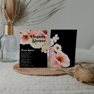 Bold Colorful Floral   Black Lingerie Shower Invitation