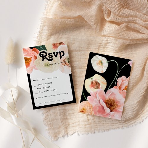Bold Colorful Floral Black Song Request RSVP Card