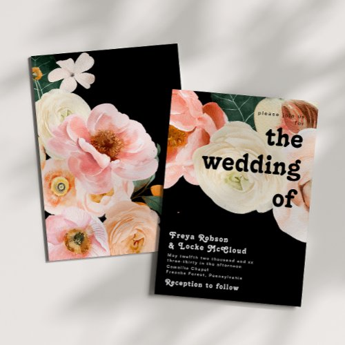 Bold Colorful Floral  Black The Wedding Of Invitation