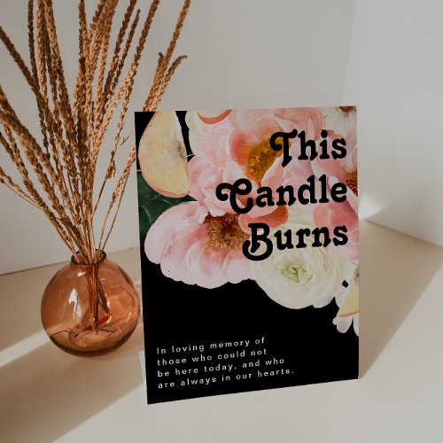 Bold Colorful Floral  Black This Candle Burns Poster