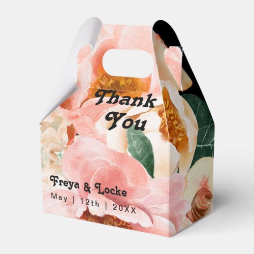 Bold Colorful Floral  Black Wedding Favor Box