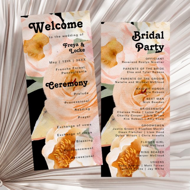 Bold Colorful Floral | Black Wedding Program (Creator Uploaded)