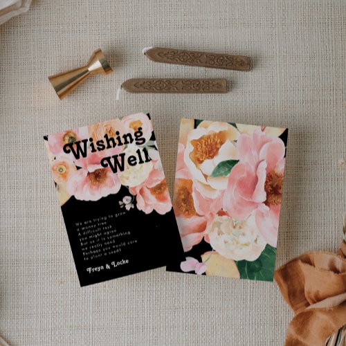 Bold Colorful Floral  Black Wedding Wishing Well Enclosure Card