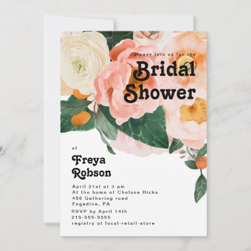 Bold Colorful Floral  Bridal Shower Invitation