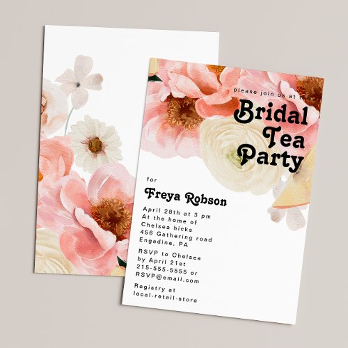 Bold Colorful Floral  Bridal Tea Party Invitation