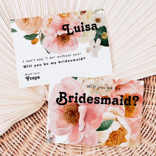Bold Colorful Floral  Bridesmaid Proposal Card