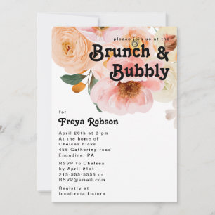 Bold Colorful Floral Brunch and Bubbly Invitation