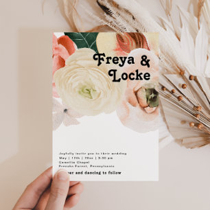 Bold Colorful Floral Casual Wedding Invitation