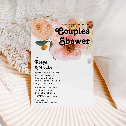 Bold Colorful Floral  Couples Shower Invitation