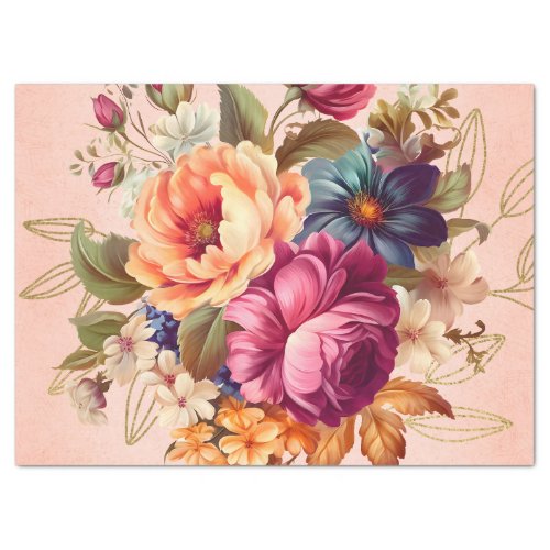 Bold Colorful Floral Decoupage Tissue Paper