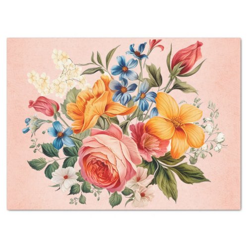 Bold Colorful Floral Decoupage Tissue Paper 