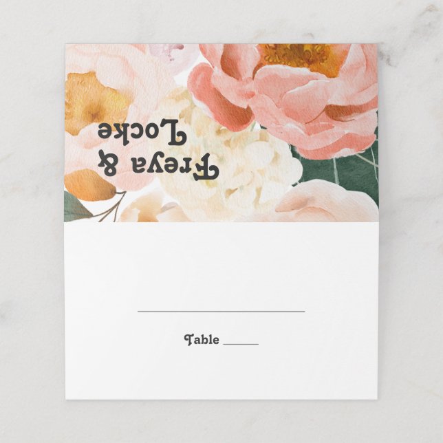 Bold Colorful Floral | Folded Place Card (Outside Unfolded)