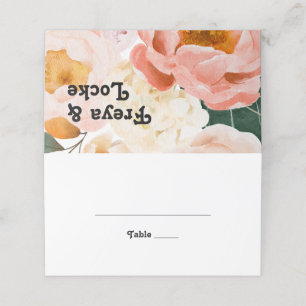 Bold Colorful Floral Folded Place Card
