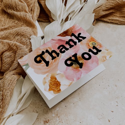 Bold Colorful Floral  Folded Thank You Card