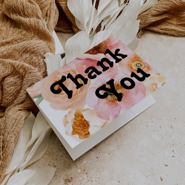 Bold Colorful Floral | Folded Thank You Card (Creator Uploaded)