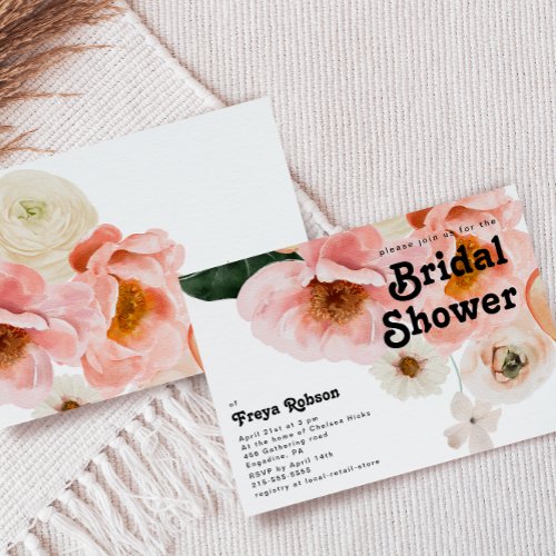 Bold Colorful Floral  Horizontal Bridal Shower Invitation