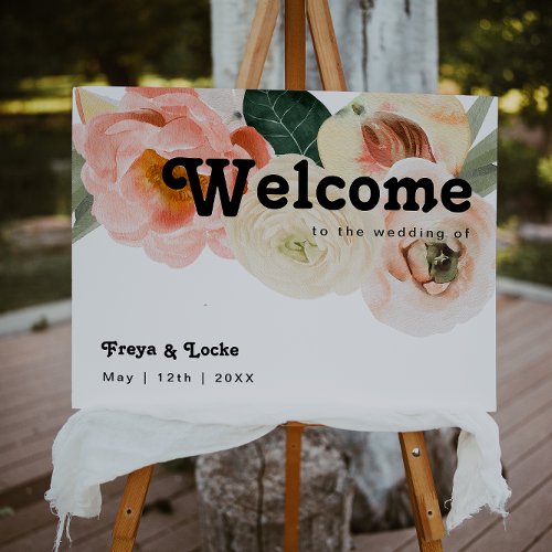 Bold Colorful Floral  Horizontal Welcome  Foam Board