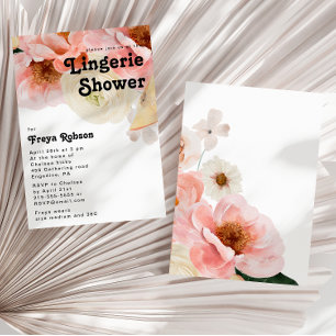 Bold Colorful Floral   Lingerie Shower Invitation
