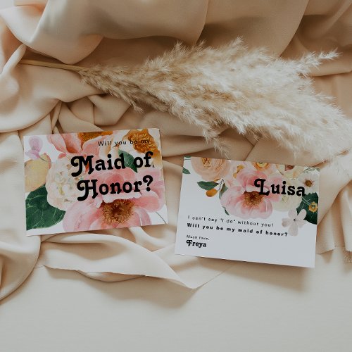 Bold Colorful Floral  Maid of Honor Proposal Card
