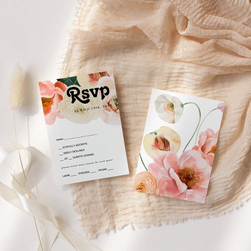 Bold Colorful Floral  Menu Choice RSVP Card