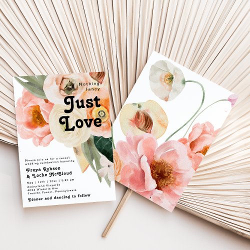 Bold Colorful Floral  Nothing Fancy Wedding Invitation