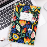 Bold Colorful Floral Pattern Personalized 2025 Planner<br><div class="desc">Personalize this planner with your name in black italics framed by a white rectangle,  on a bold,  colorful floral pattern on a black background.</div>