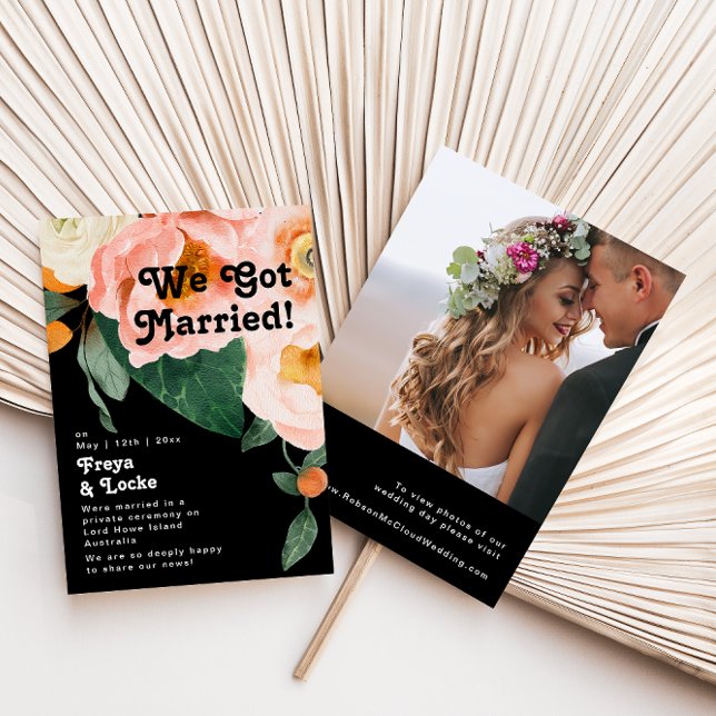 Bold Colorful Floral Photo Elopement Announcement (Creator Uploaded)