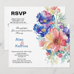 Bold Colorful Floral Rehearsal Dinner Invitation 