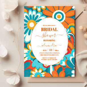 Bold Colorful Floral Retro Bridal Shower Invitation
