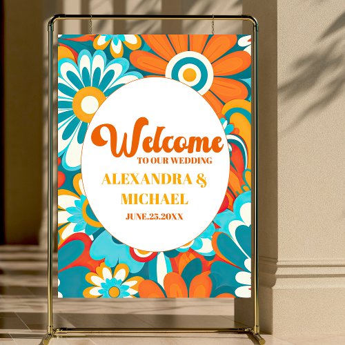  Bold Colorful Floral Retro Wedding Foam Board