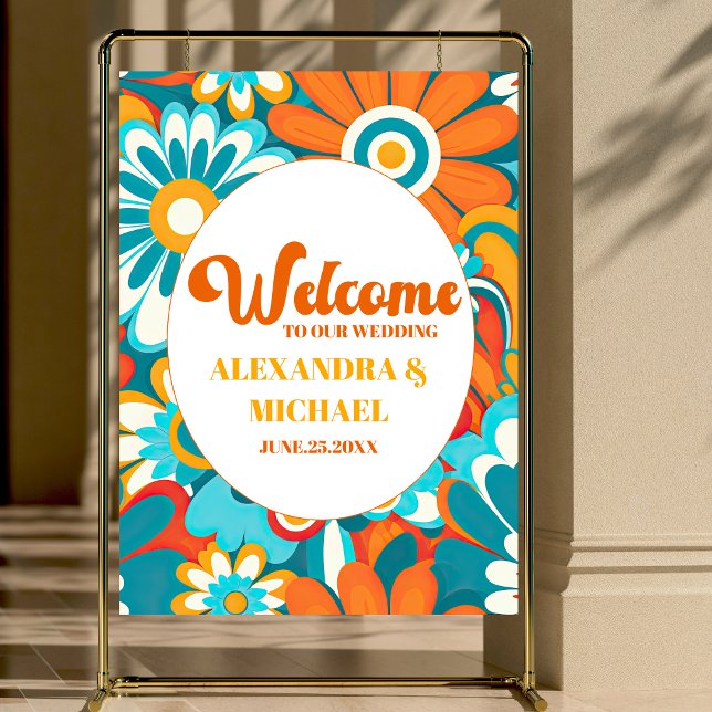  Bold Colorful Floral Retro Wedding Foam Board (Creator Uploaded)