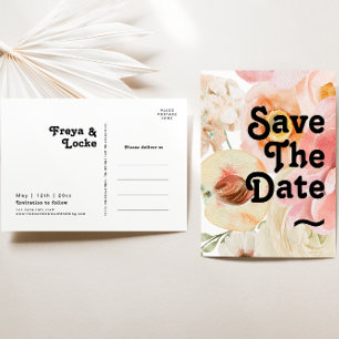 Bold Colorful Floral   Save The Date Postcard