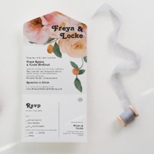 Bold Colorful Floral Seal and Send All In One All In One Invitation