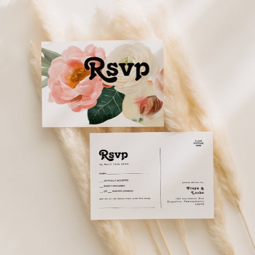 Bold Colorful Floral  Song Request RSVP Postcard