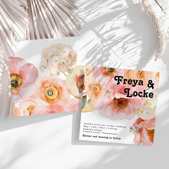 Bold Colorful Floral | Square Wedding Invitation (Creator Uploaded)