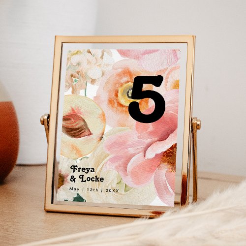 Bold Colorful Floral  Table Number