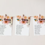 Bold Colorful Floral | Table Number Chart<br><div class="desc">This bold colorful floral | table number chart will go wonderfully with your bright modern botanical wedding reception. The large watercolor blush pink, burnt orange, dusty rose flowers, and apricots tucked within the greenery give this design a vibrant, elegant boho garden feel. The unique design has a romantic bohemian quality...</div>