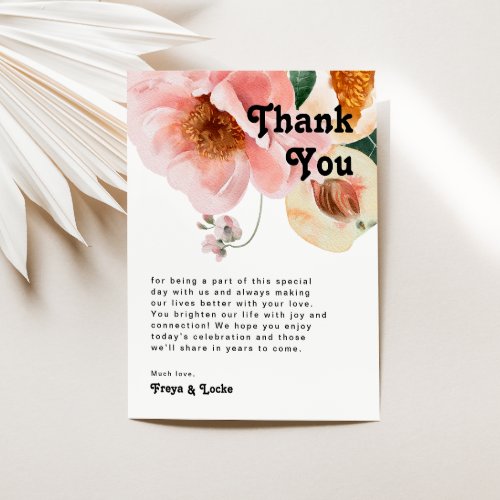 Bold Colorful Floral  Table Thank You Card