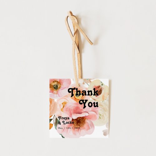 Bold Colorful Floral  Thank You Favor Tags
