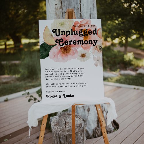 Bold Colorful Floral  Unplugged Ceremony Foam Board