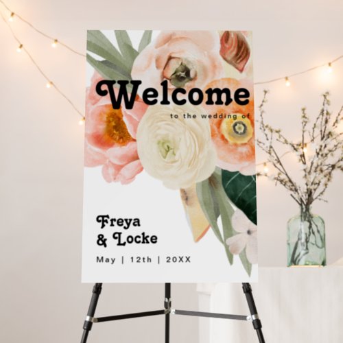 Bold Colorful Floral  Vertical Welcome Foam Board