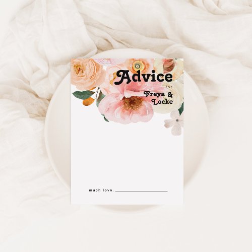 Bold Colorful Floral  Wedding Advice Card