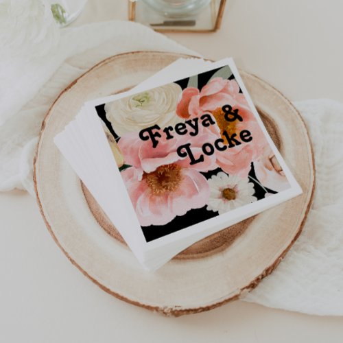 Bold Colorful Floral  Wedding Napkins