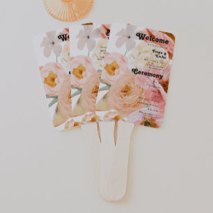 Bold Colorful Floral Wedding Program Hand Fan
