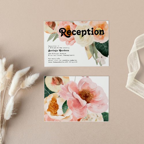 Bold Colorful Floral  Wedding Reception Card