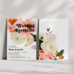 Bold Colorful Floral | Wedding Reception Invitation<br><div class="desc">This bold colorful floral | wedding reception will go wonderfully with your bright modern botanical reception celebration. The large watercolor blush pink, burnt orange, dusty rose flowers, and slices of peach tucked within the greenery give this design a vibrant, elegant boho garden feel. The unique design has a romantic bohemian...</div>