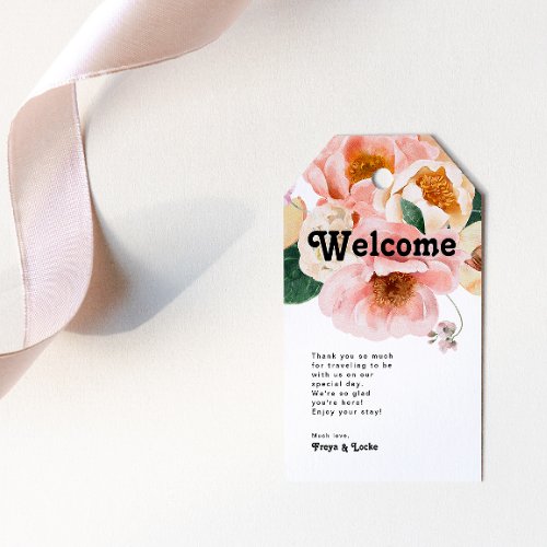 Bold Colorful Floral  Wedding Welcome Gift Tags